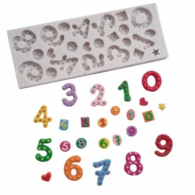 

3D Number Sugar Buttons Silicone Mold Fondant Mold Cake Decorating Tools Chocolate Gumpaste Mold K268