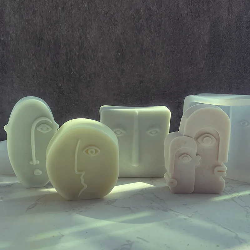 DIY Abstract Face Aromatherapy Candle Silicone Mold Portrait Plaster Handmade Soap Avatar Mould