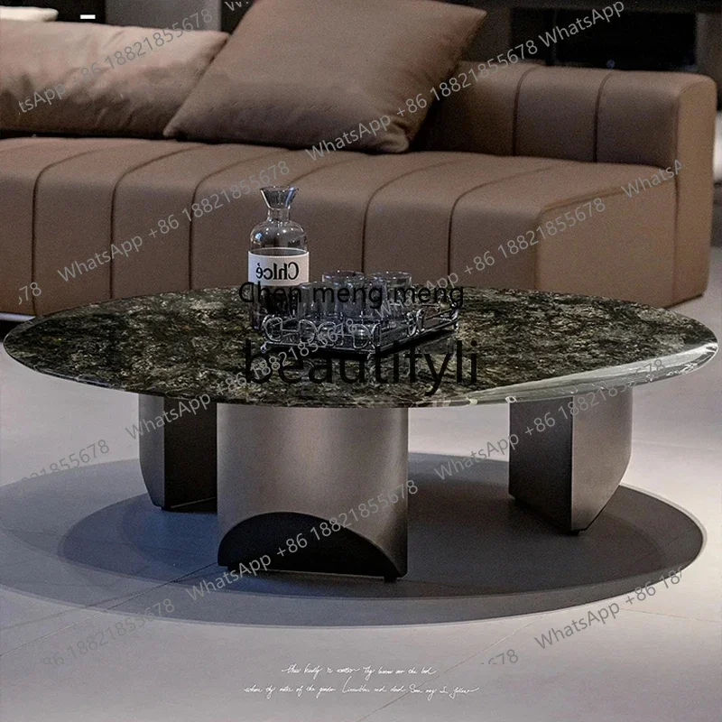 N178 G Round marble coffee table living room Italian light luxury suspended small apartment round coffee table luxury stone