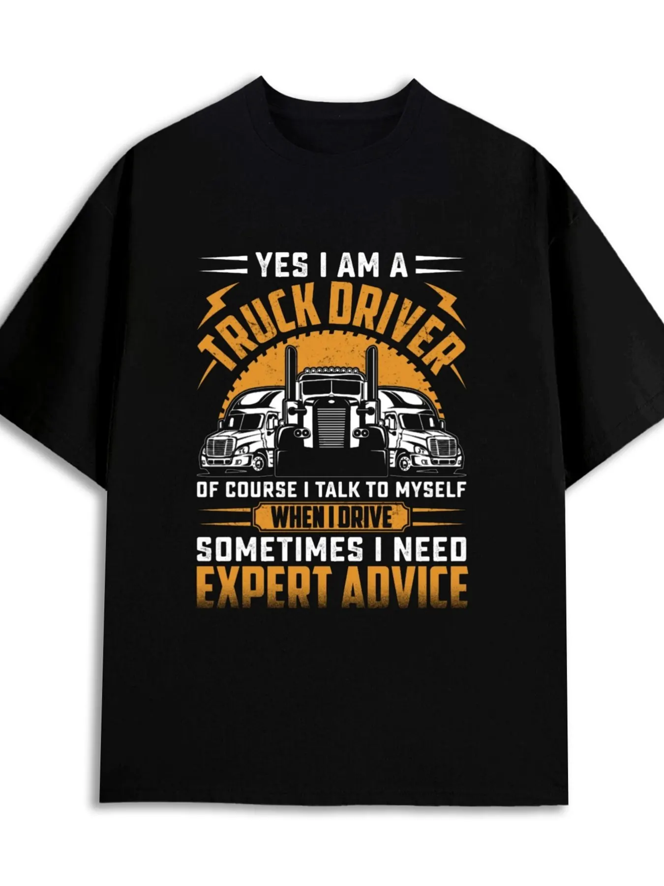 Semi-Truck & Trailer Graphic Funny Truck Driver T-Shirt 100% Cotton O-Neck Short Sleeve Summer Casual Mens T-shirt Streetwear