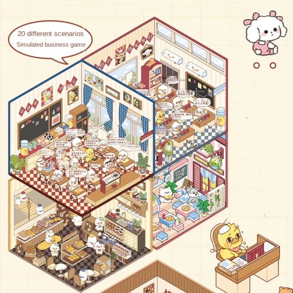 Libro de pegatinas de paisaje 20 en 1, calcomanías decorativas de escena de cabina DIY de dibujos animados, combinación libre, Kit de álbum de recortes de escena en miniatura de capibara