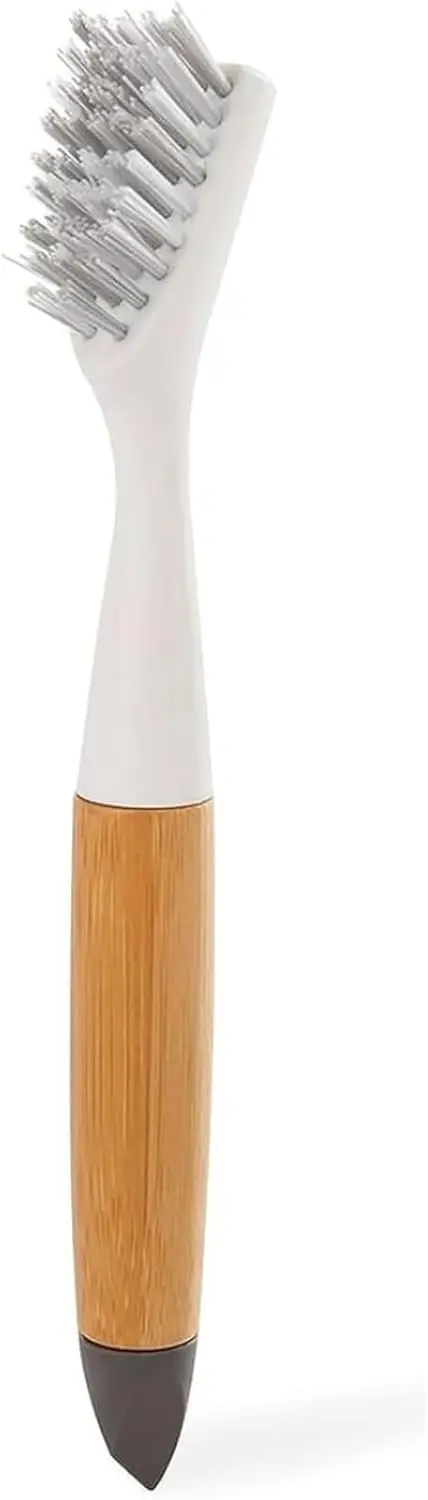 

Deep Cleaning Brush for Crevices, Shower & Grout with Tough Bristles and Sustainable Bamboo Handle in White