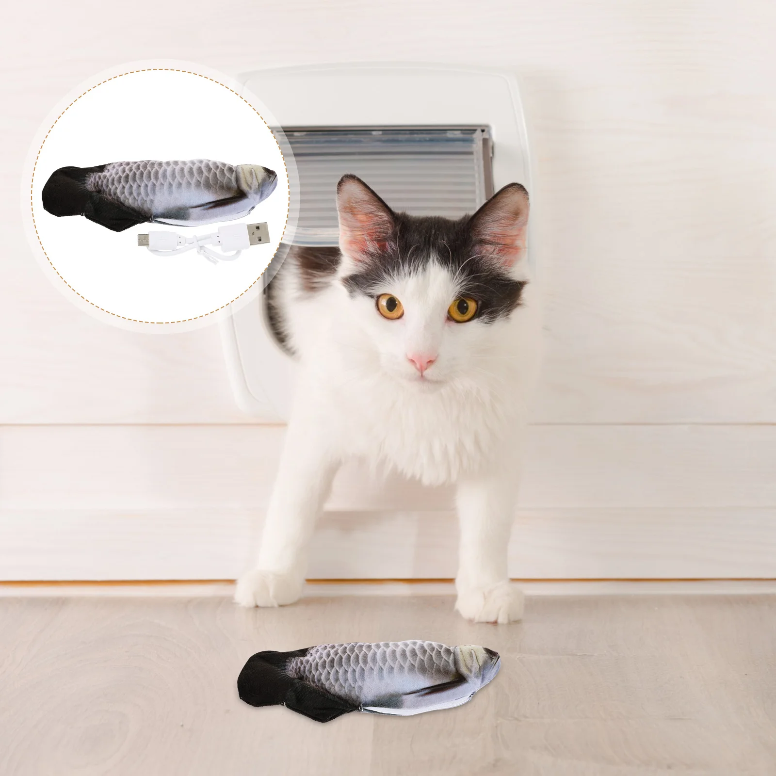 

1Pcs Electric Cat Fish Realistic Simulation Flopping Wiggle Moving Interactive Plaything Stimulate Hunting Instinct USB Charging