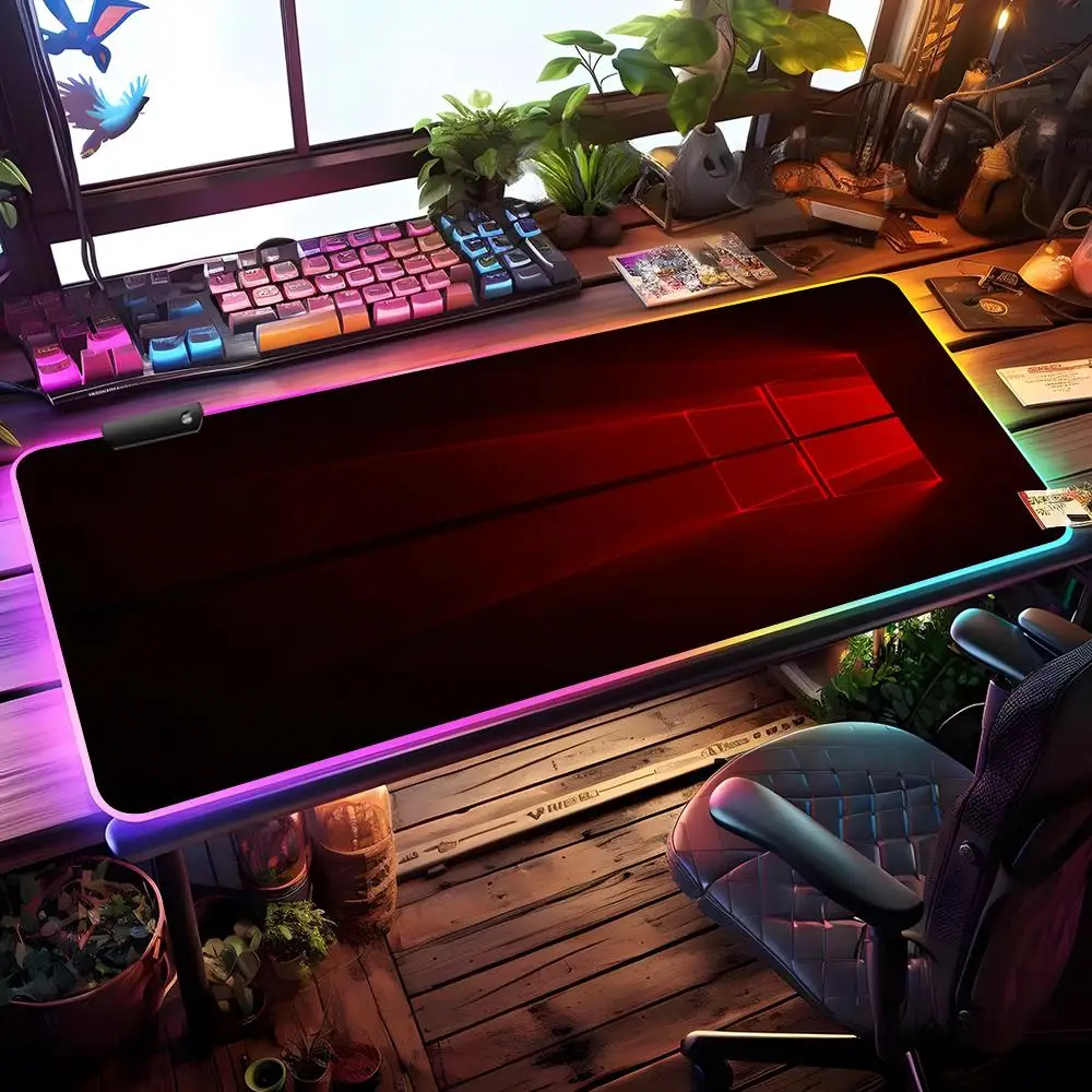 Win 10 Desktop Mouse Pad RGB Gaming Mouse Pad Desk Mat HD Gamer Large LED Light XXL MousePads