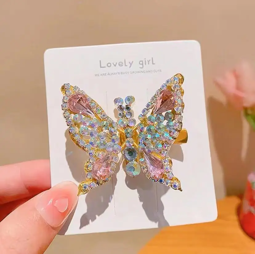 Flash Diamond  Butterfly That Will Shake Hairpins Cute Children Headwear Girls Clips Woman Barrettes Hairgrips Hair Accessories