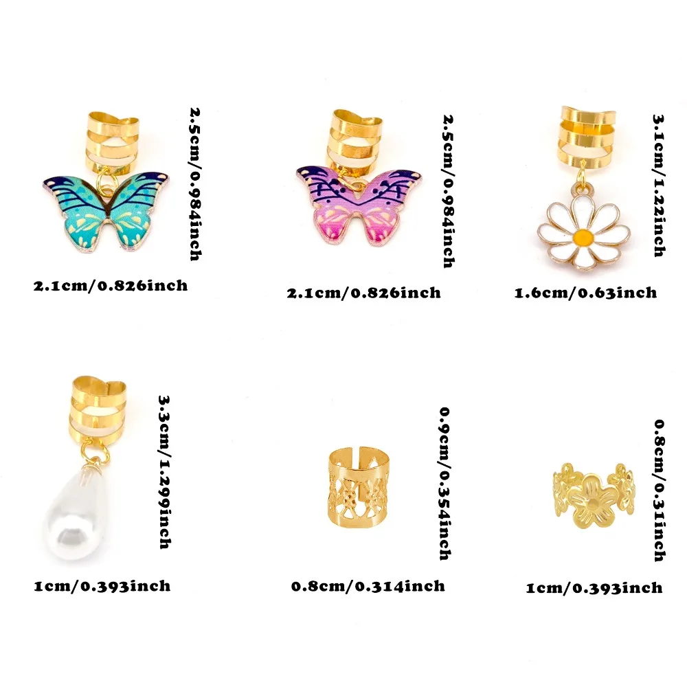 34 قطعة فراشة الجوف خارج الشعر الدائري الشعر تجديل الرهبة أقفال المجدل الخرز الضفائر القذرة مقاطع الكفة المعدنية أنابيب جديلة الشعر