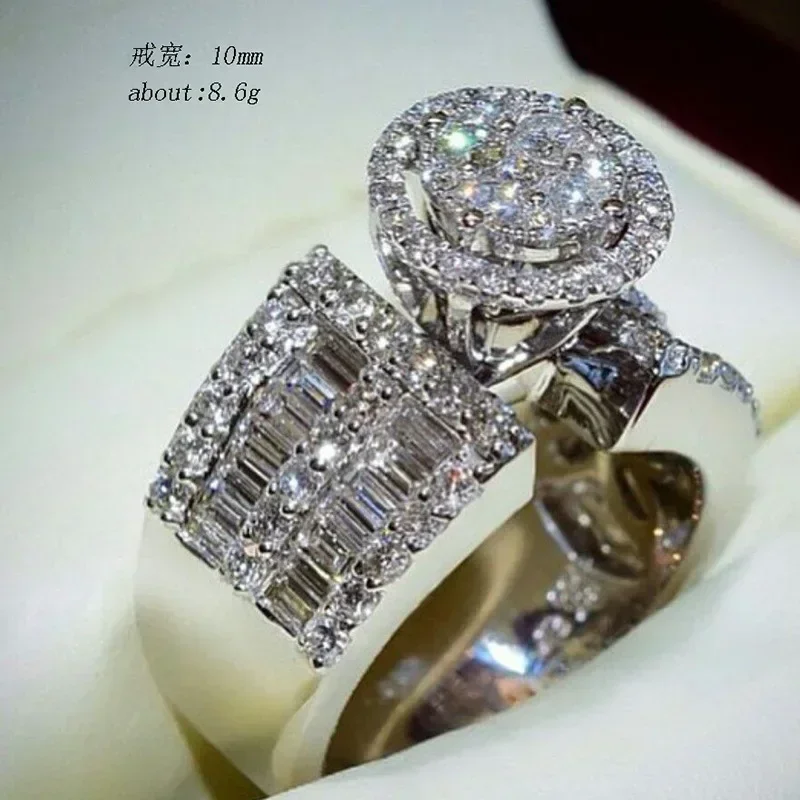 Ultra-luxury Ladies Full Zircon Ring Copper Plated Platinum High-end Temperament Jewelry Fashion  Wholesale