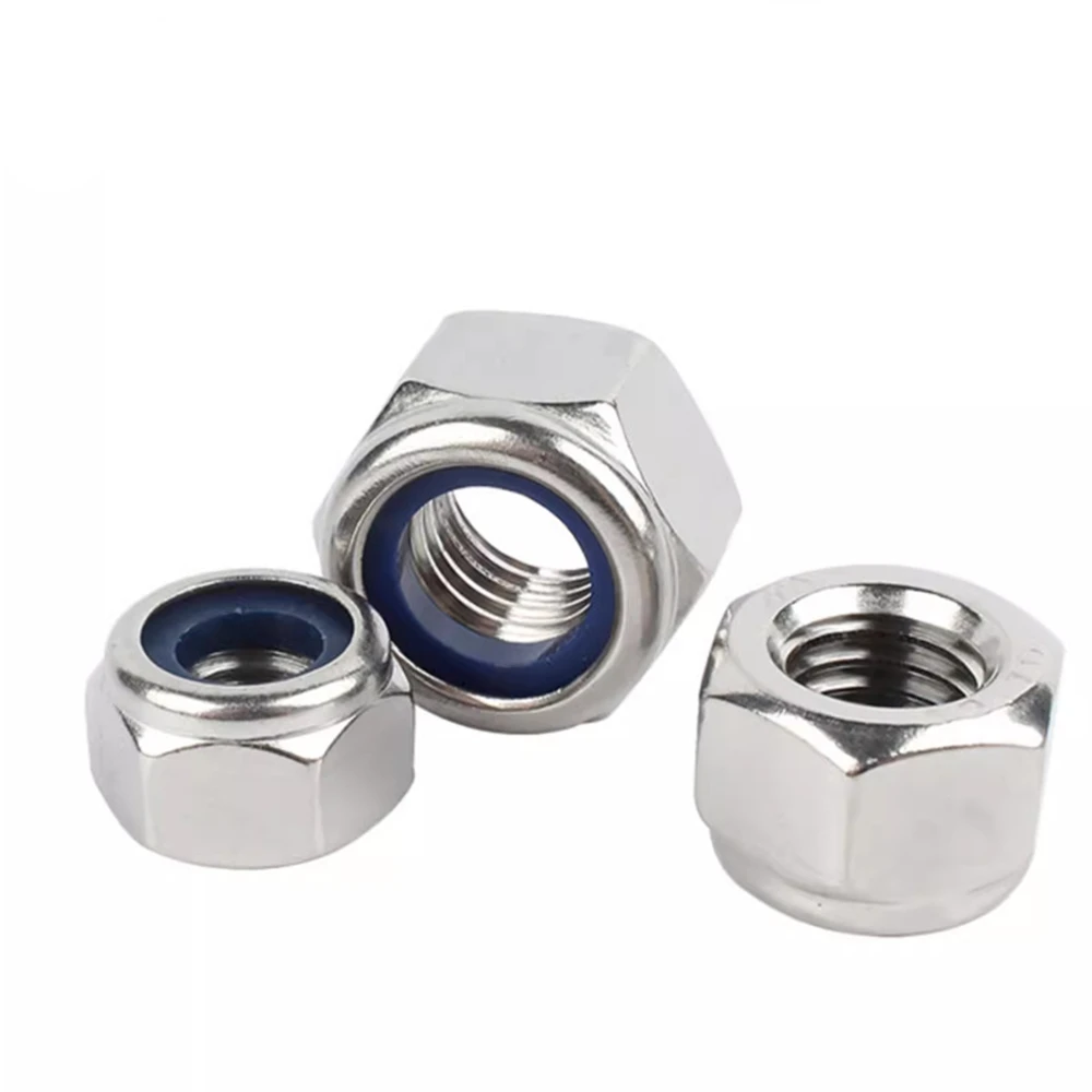 M2 M2.5 M3 M4 M5 M6 M8 M10 M12 M14 M16 M18 M20 M22 304 Stainless Steel Nylon Self-lock Hex Nuts Locknut DIN985