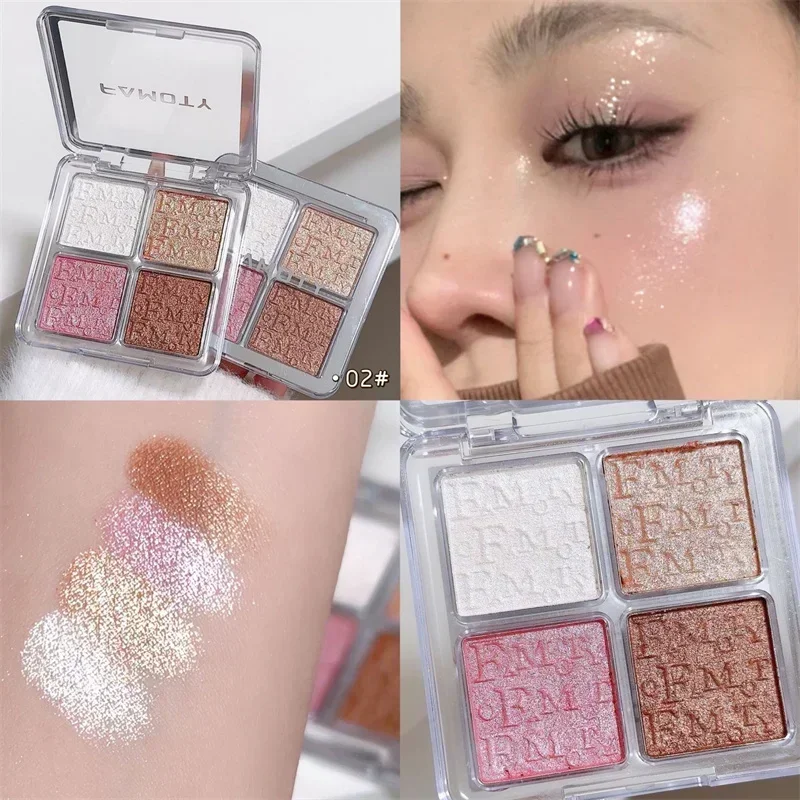 Palette de poudre de surligneur diamant, contour du visage scintillant, maquillage éclaircissant, miroitant, ultra-concentré, illuminant, cosmétiques, 4 couleurs