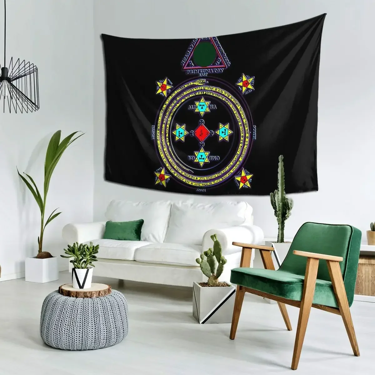 Solomon Circle Goetia Tapestry Hippie Wall Hanging Aesthetic Home Decoration Tapestries for Living Room Bedroom Dorm Room