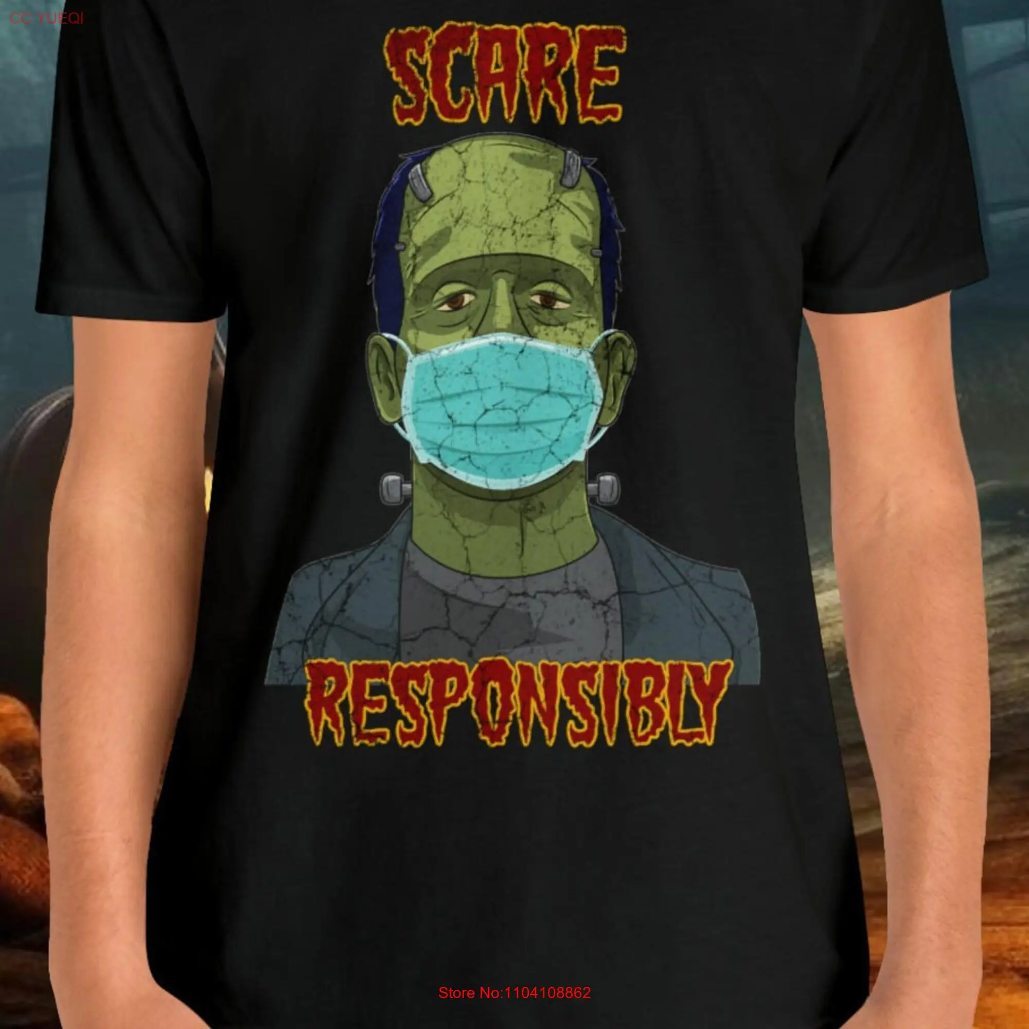 Scare Responsibly Frankenstein Halloween T Shirt long or short sleeves