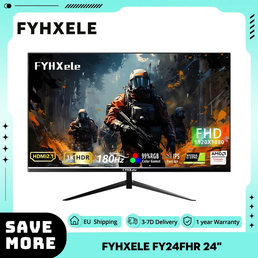 Fyhxele fy24fhr 24 "Gaming-Monitor 1920*1080 16:9 ips Bildschirm 180Hz Bild wiederhol frequenz hdr10