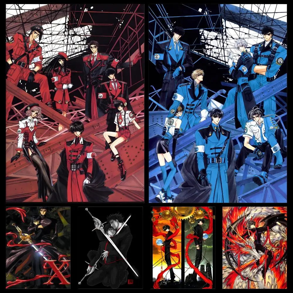 Manga X/1999 CLAMP Kamui Shiro Fuma Poster PP Self Adhesive Decorative HD For Garage Gaming Room Living Room Gift