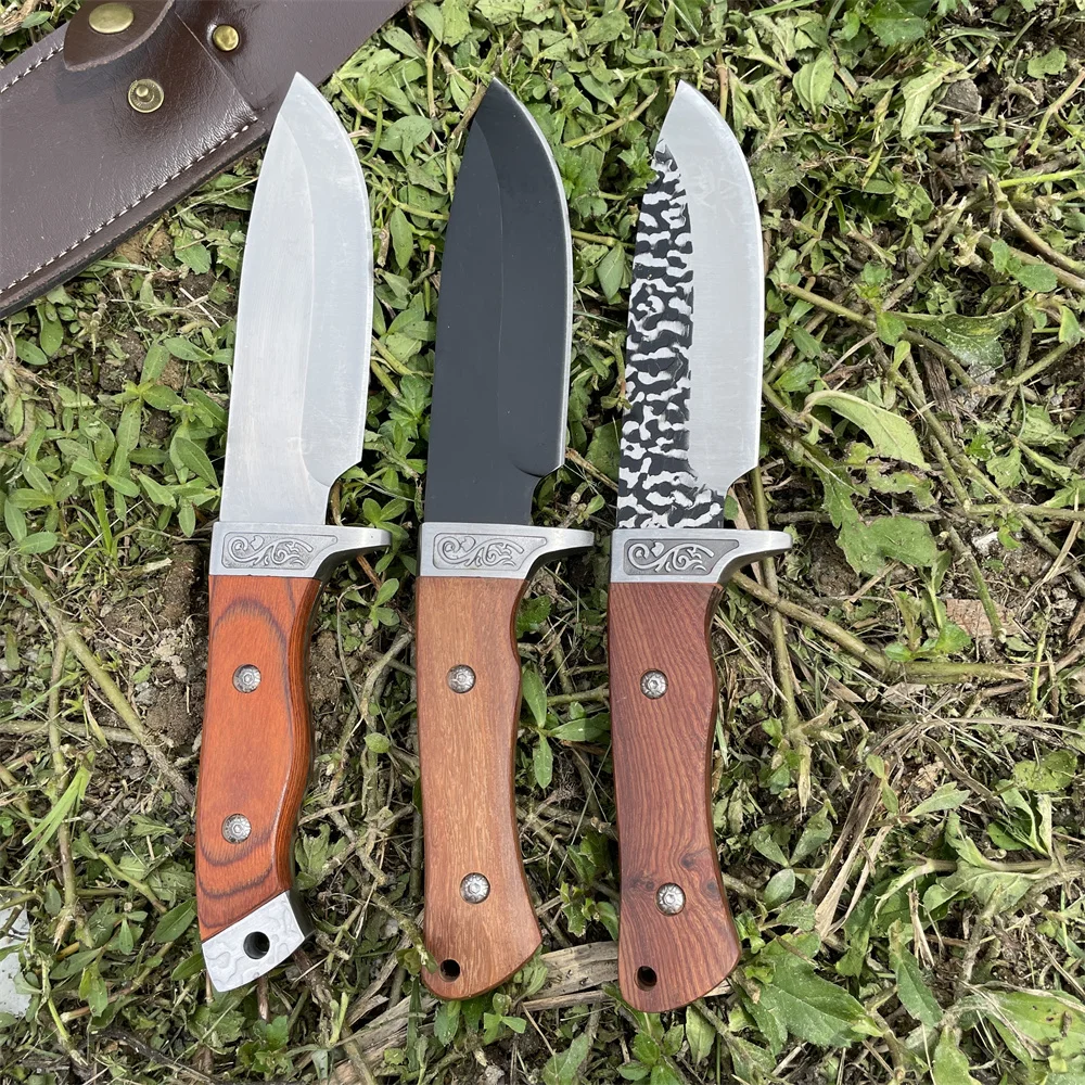 

Тактический охотничий нож 7CR13MOV, лезвие с деревянной ручкой, карманные ножи для самообороны, инструменты для выживания на открытом воздухе, кемпинга, EDC