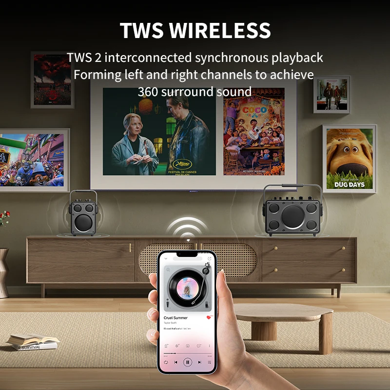 Melhor som portátil bt karaokê alto-falante baixo pesado microfone sem fio guitarra entrada microfone eco player home theater dc