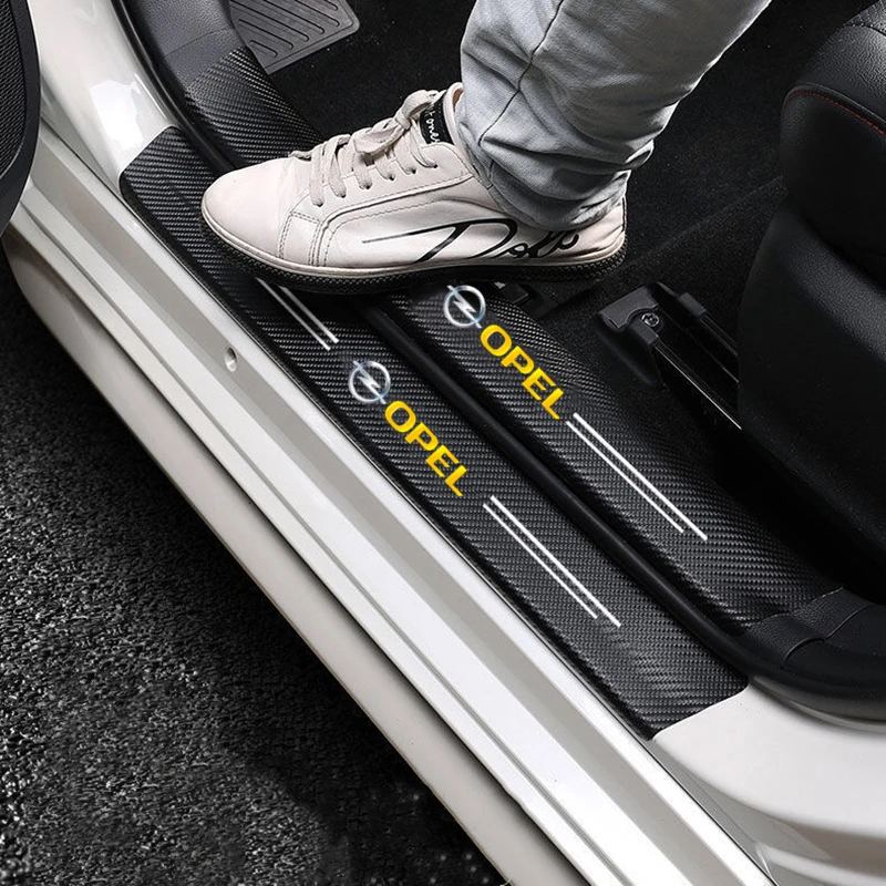 Carbon Fiber Car Door Threshold Sticker Auto Trunk Protective Strip For Opel astra j h g insignia mokka corsa d vectra