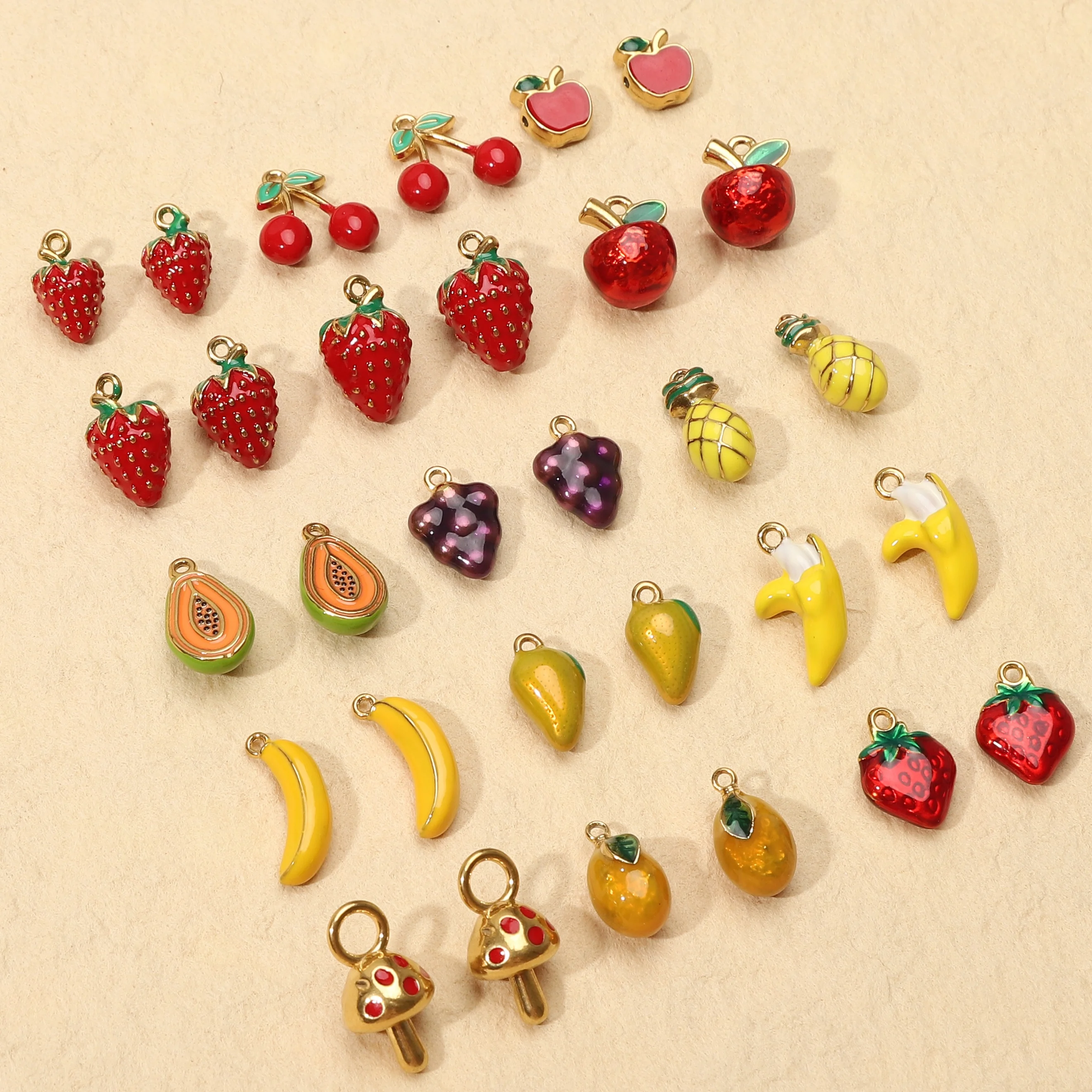 

1 Piece Cute Stainless Steel DIY Fruit Charm for Handmade Women's Necklace Bracelet Earrings Jewelry Making Component