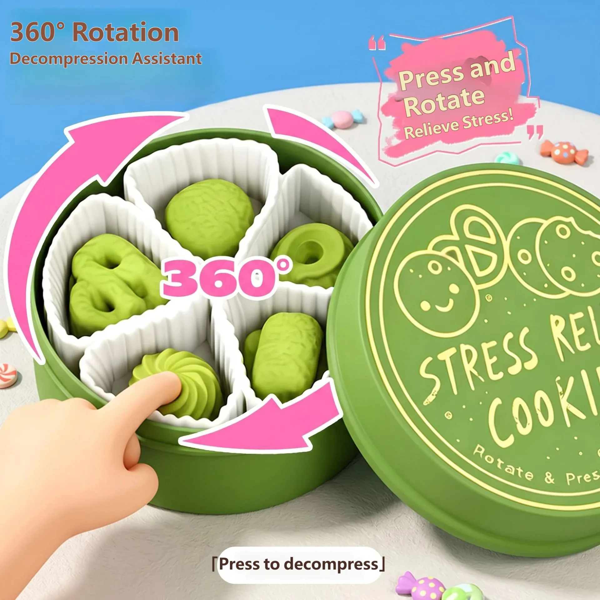 Finger Button Stress Relief Simulation Egg Tray Steamed Buns Cookie Box Sensory Push Button Clicker Party Interactive Toys Gift - view 3