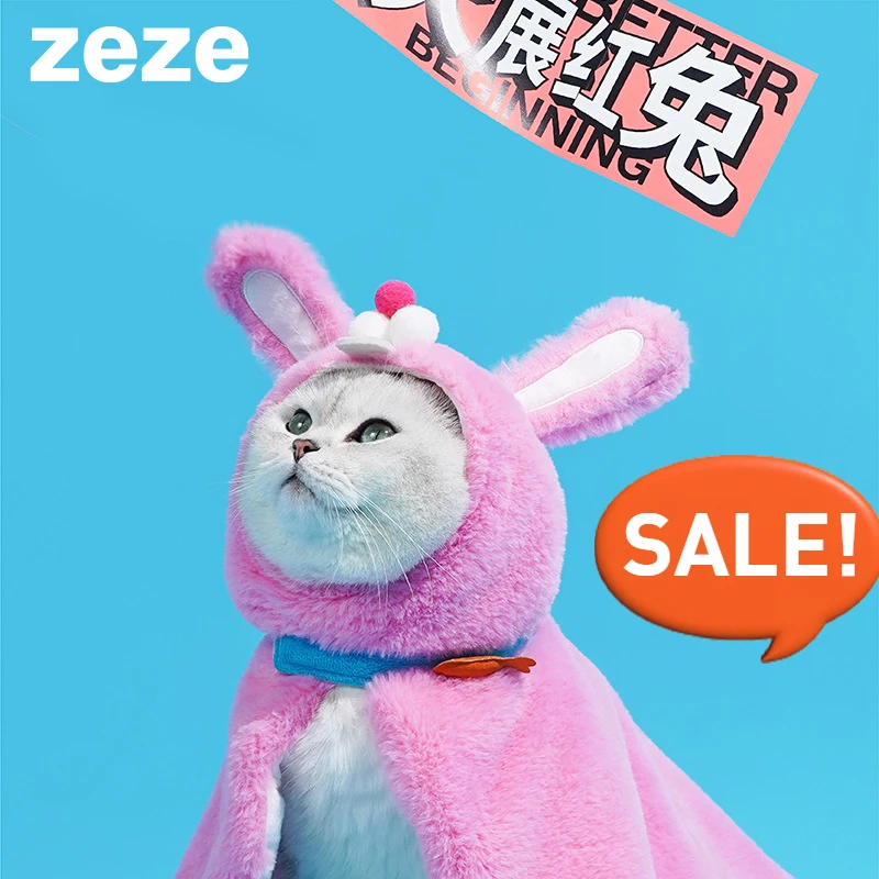 

Zeze New Year's Rabbit Meimei Winter Warm Pet Clothes Cat Cloak Thickened Dog Year of the Rabbit Plush Cloak