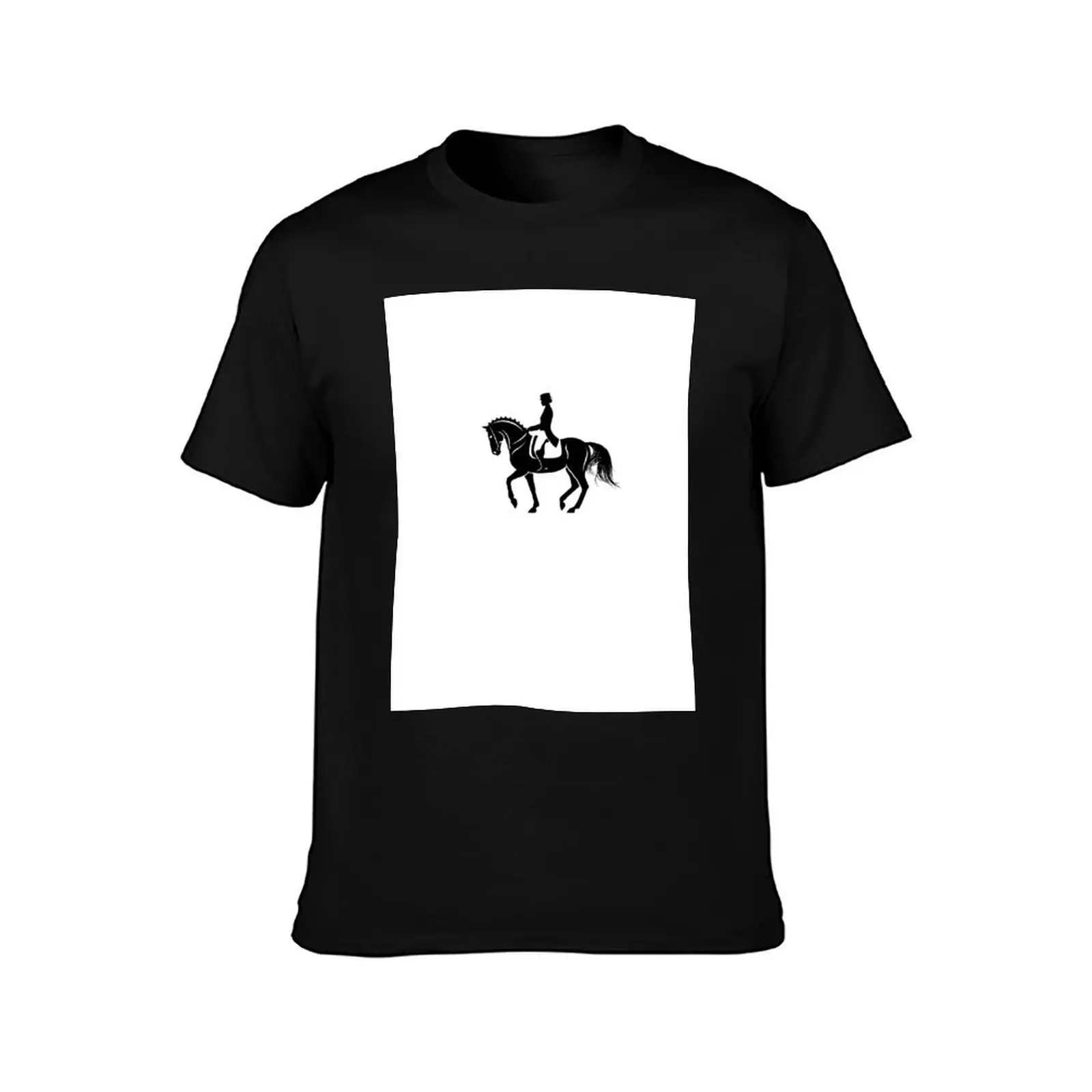 Detailed silhouette of a dressage horse performing piaffe T-Shirt heavyweights plus size tops oversized graphic tee t shirt men