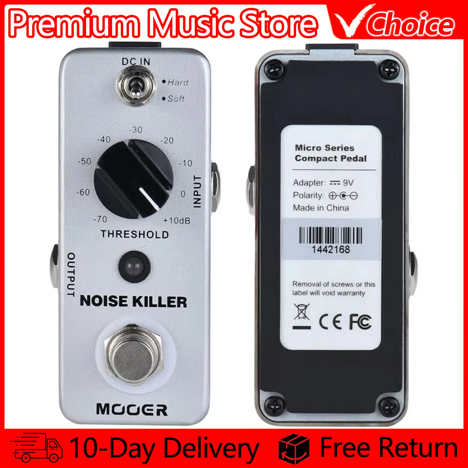MOOER Guitar Pedal Noise Killer Effect Electric Guitar Bass Noise Reduction Pedal 2 Working Modes Guitar Accessories True Bypass