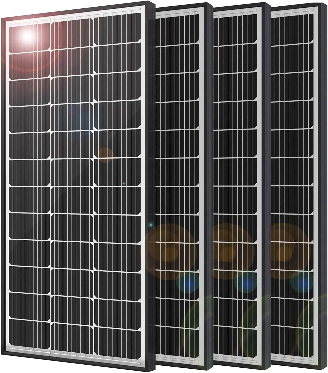 4PCS 100W 12V Solar Module High Efficiency 9BB Monocrystalline Solar Panel for RV Home Boat and Other Off Grid System