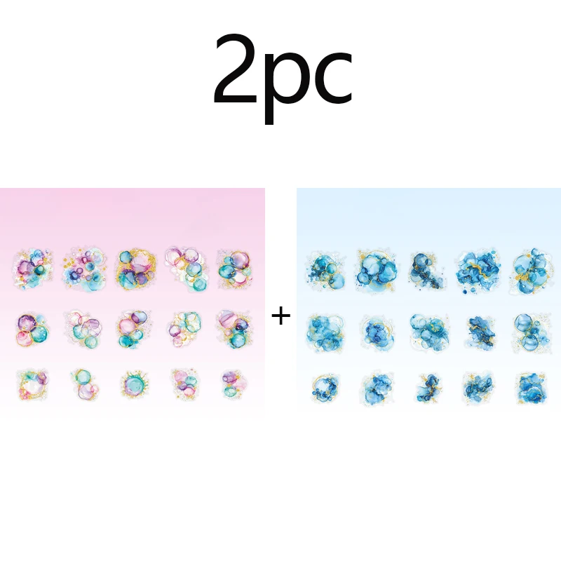 قطعتان من ملصقات سجل القصاصات، تصميم مزج الألوان المائية، مناسبة للقرطاسية، وديكور المذكرات، وما إلى ذلك