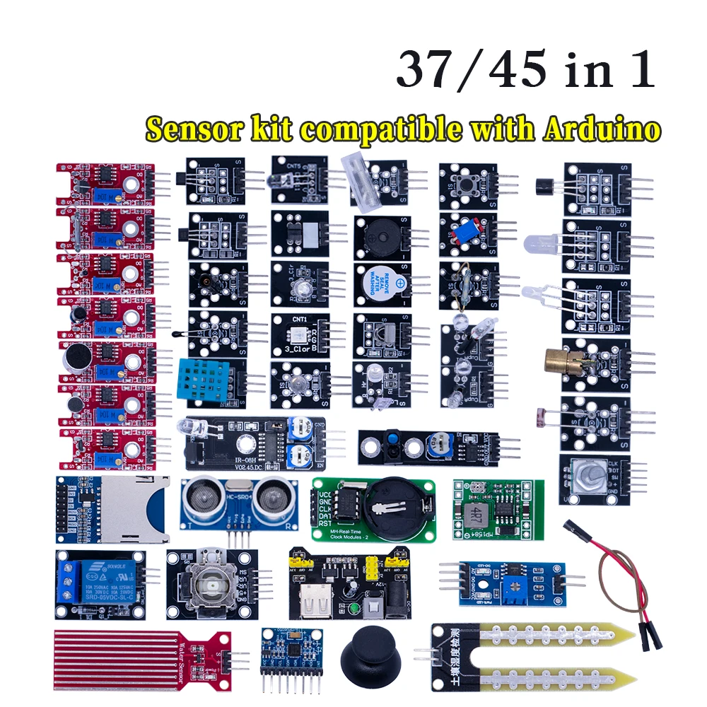 45 in 1 Sensors Modules Starter Kit better than 37in1 sensor kit 37 in 1 Sensor Kit UNO R3 MEGA2560 laboratory For arduino