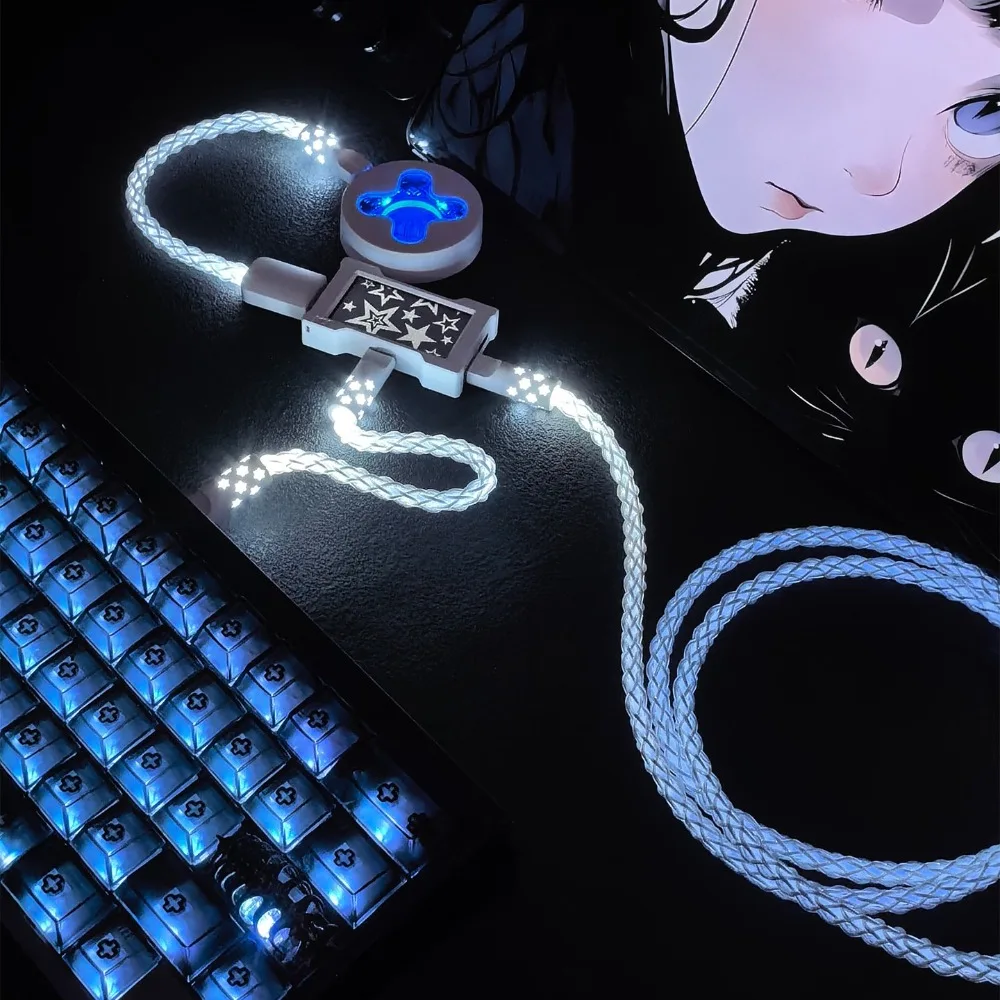 UNKNOWN ERROR T01 Crystal Copper Magnetic Cable 8K E-sports Gaming Coiled Wire USB-C HM HUB Keyboard Cable Gaming Accessories
