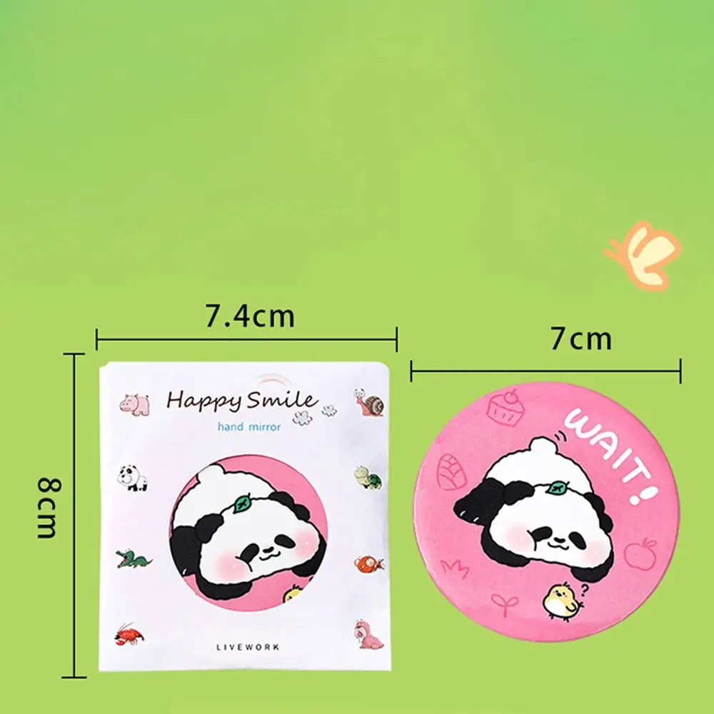 Touch Up Small Round Mirror Mini Panda Small Mirror Cartoon Portable Makeup Mirror Creative Single-sided Pocket Mirror Outdoor