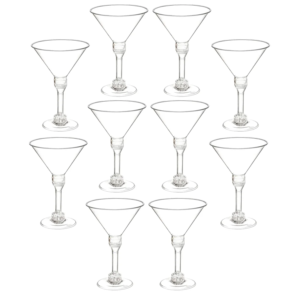 

10 Pcs Clear Glasses Cocktail Cups Plastic Martini Goblets for Party Camping