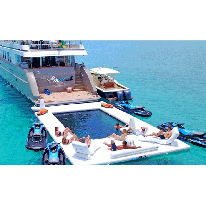 Offshore Inflatable Swimming Pool With Net Anti-Drowning Water Floating Platform Floating Rest Platform Bed Floating Row Yacht