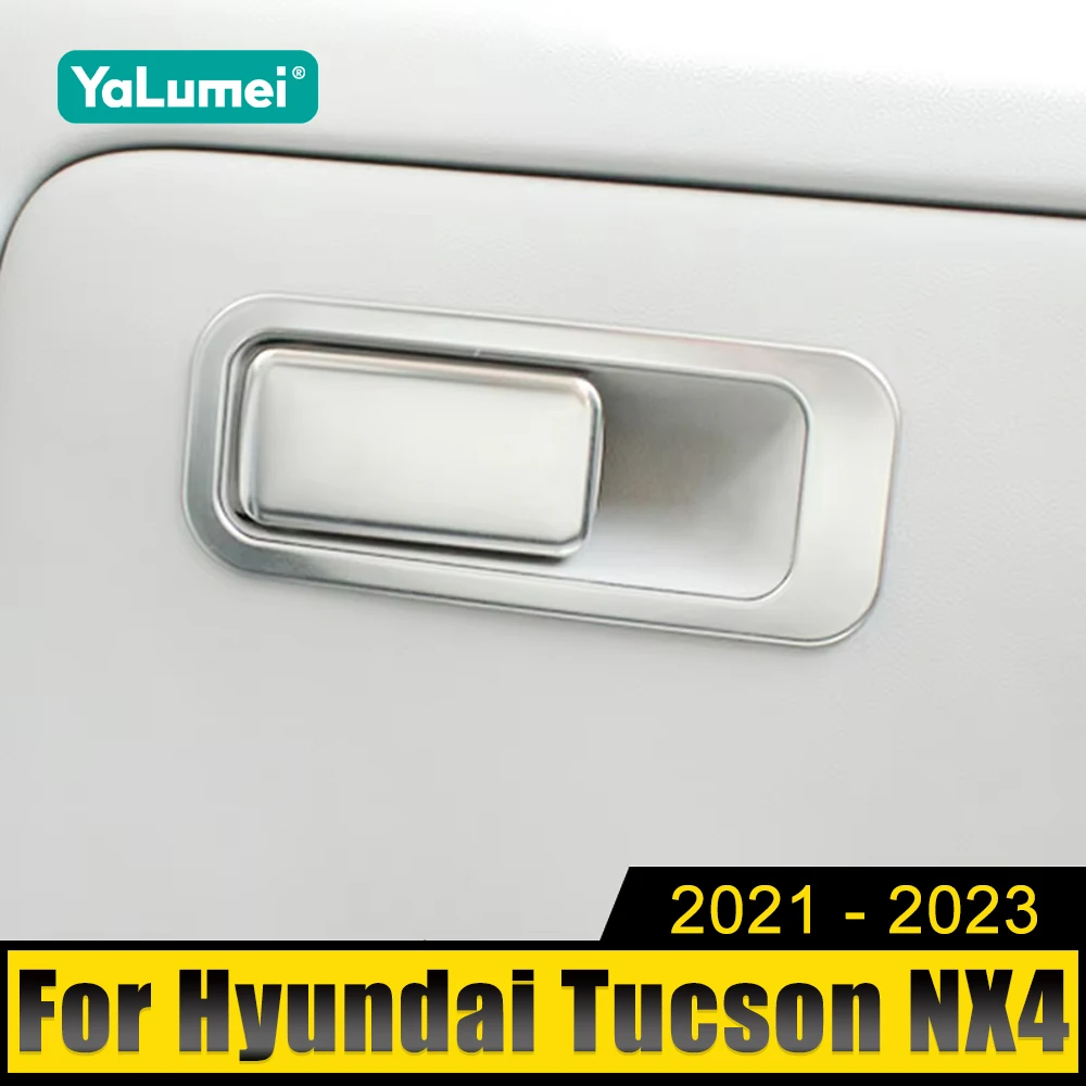 

For Hyundai Tucson NX4 2021 2022 2023 Hybrid N Line StainlessCo-pilot Storage Box Handle Bowl Cover Trim Sticker Car Accessories