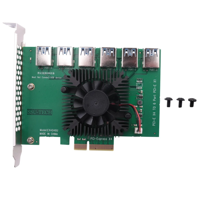 

PCI Express Riser Card PCIE X4 1 To 6 PCIE Slot 4X To 16X Graphics Card Expansion Card For BTC Bitcoin Miner Mining