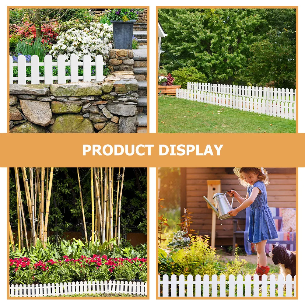 6Pcs White Plastic Garden Fence Decorative Lawn Edging Border for Flower Beds Plant Protection Courtyard Patio Landscape Path