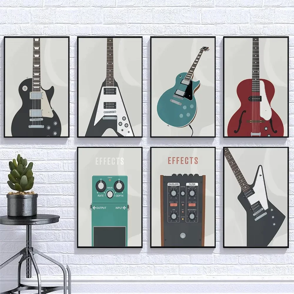 Affiche de musique de guitare électrique Explorer d'effets de forêt tropicale, images d'art murales imprimées, peinture sur toile, décoration de maison pour chambre à coucher, cadeau