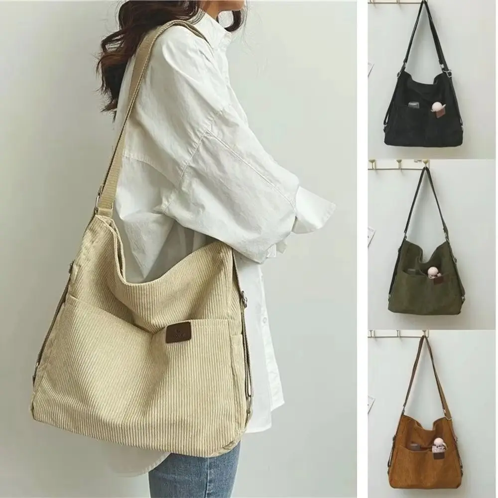 

Многофункциональная сумка через плечо большой емкости, элегантная вельветовая сумка-тоут в корейском стиле, рюкзак, однотонная женская сумка через плечо