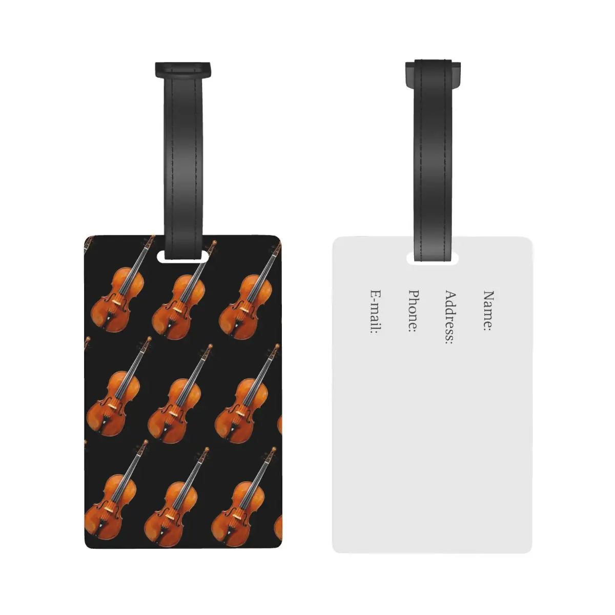 Antique Violin Musical Instrument Pattern Luggage Tags Suitcase Cute Baggage Boarding Tag Portable Label Holder ID Name Address