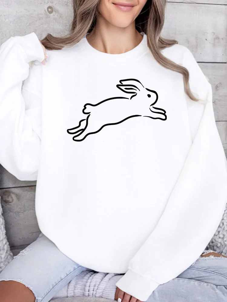 

Running Bunny Women's Crew Neck Sweatshirt Casual Long Sleeve Pullover Loose Fit Daily Wear