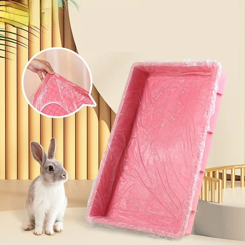 10Pcs Large Size Elastic Rabbit Cage Tray Covers Disposable Pet Film Covers Thick Plastic Cage Tray Mats for Small Animals