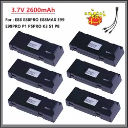 3.7V 2600mAh RC bateria do drona stabilna bateria UAV dla E88 E88PRO E88MAX E525 E99 E99PRO P1 P5PRO K3 S1 P8 P8 z ładowarką