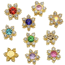 50pcs/lot 13mm Flower Crystal Rhinestone Cabochons Flat Backing Patches for DIY Jewelry Making Hair Accessories Decor Materials