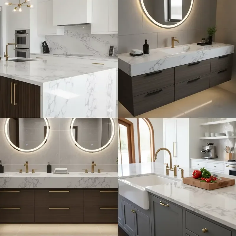 for Caracatta White Marbled Fine Grained Quartz Slabs for  Countertops and Bathroom Sink Countertops Wholesale Custom