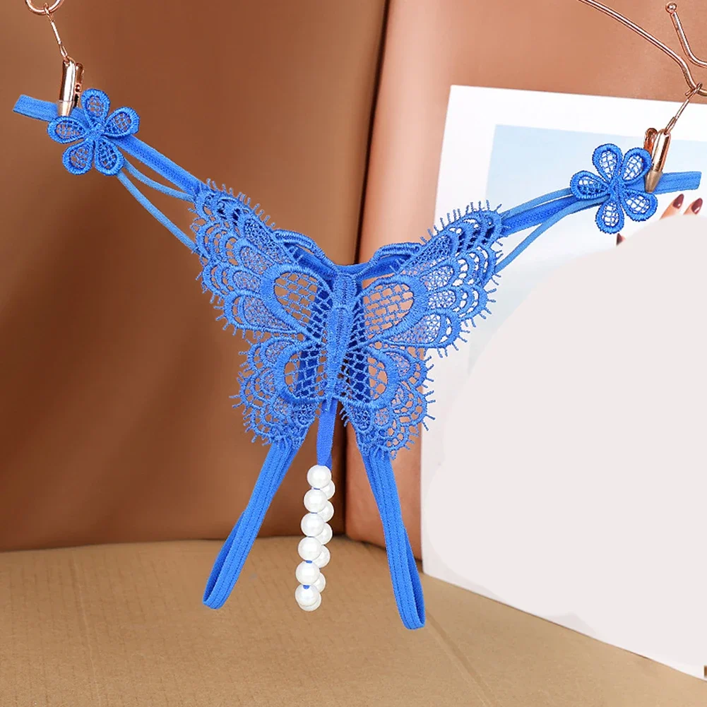 

Women's Sexy Lingerie Open Crotch Pearls Thong Lace Hollow Panties Underwear Erotic Underpant Knicker