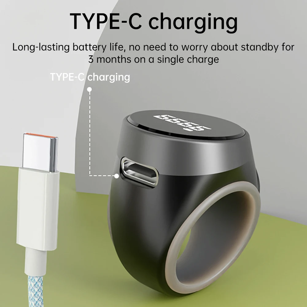 S9 Adjustable Finger Ring Tally Counter Type-C Rechargeable HD Digital Screen Electronic Clicker with Power Charge Display