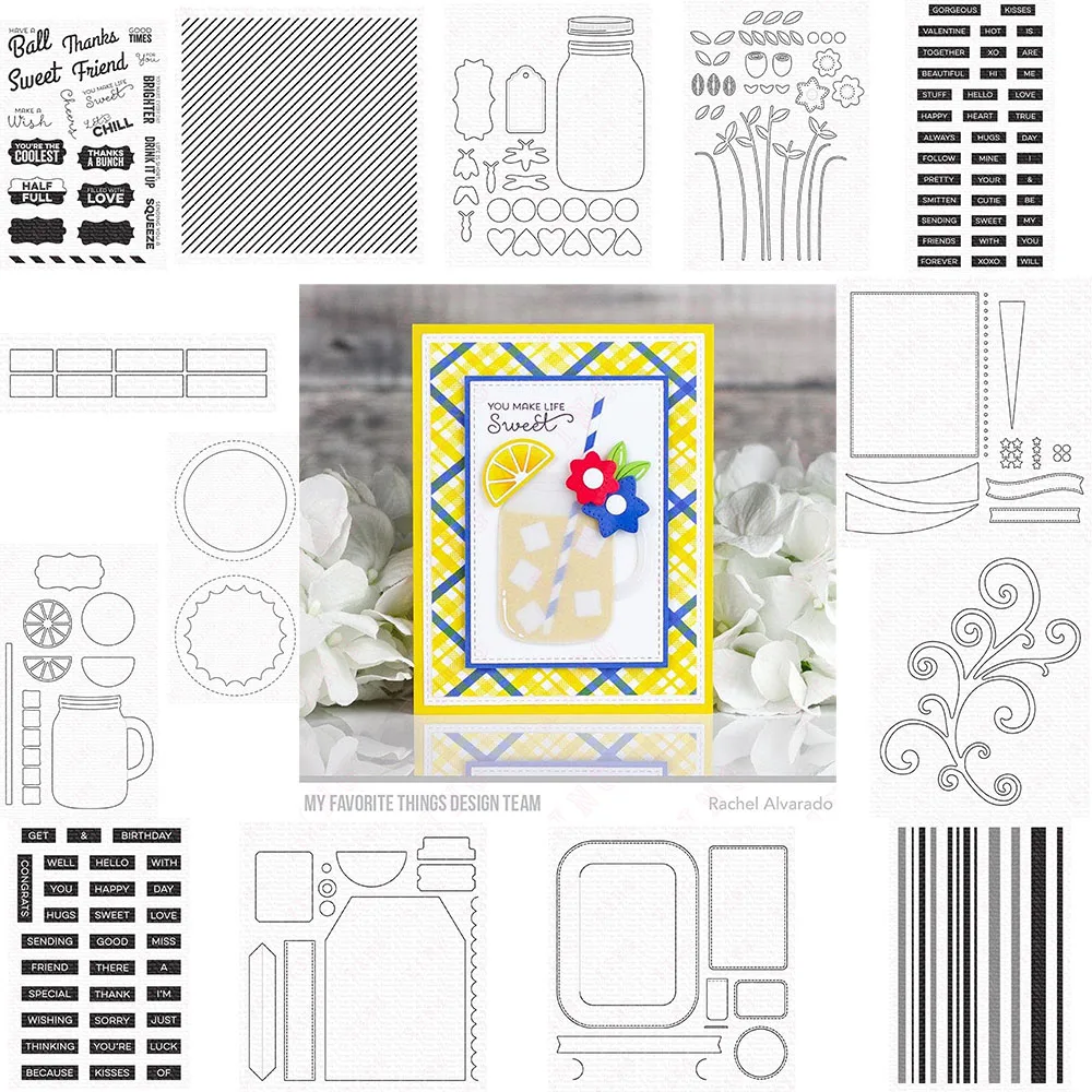 New Diy Deco Craft Jar Flowers Label Maker Sentiments Love Circle Window Blueprints Plaid Background Flourish Metal Cutting Dies