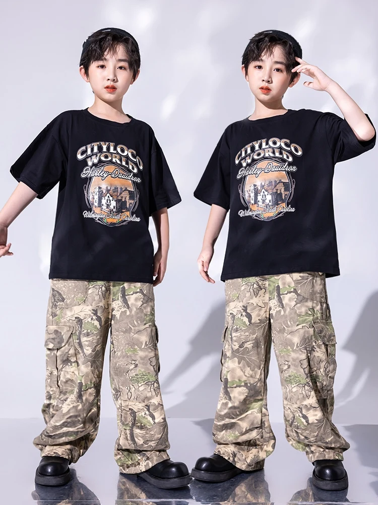 New Kids Hip Hop Dance Clothes Girls Summer Camouflage Set Vest Pants Bots Street Dancing Performance Outfits Stage Wear BL13362