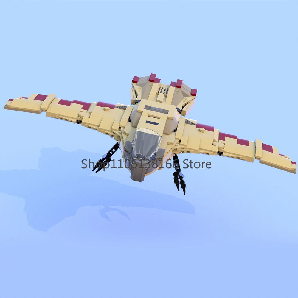 

Конструктор MOC: Футуристический звездолет в стиле Сокола – культовый дизайн в бежевых и красных тонах с изогнутыми крыльями, модель для демонстрации космических сражений