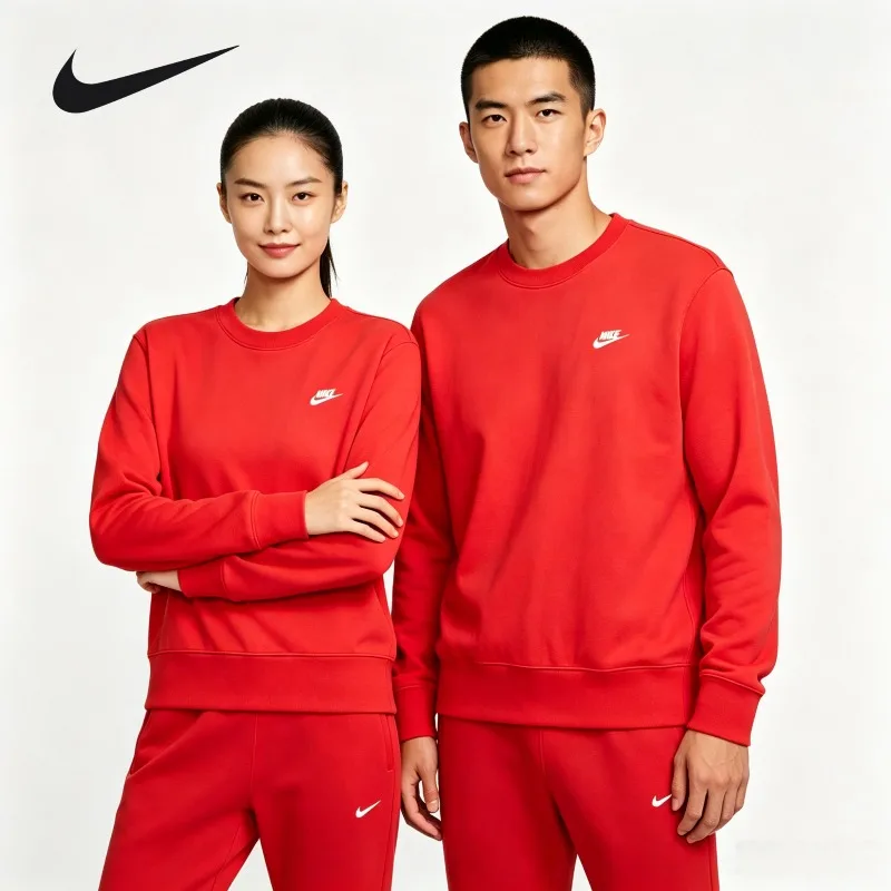 

Nike French Terry Hoodie Spring Autumn Soft Breathable Swoosh Printed Pocket Daily PulloverFN3889-657 1PCS