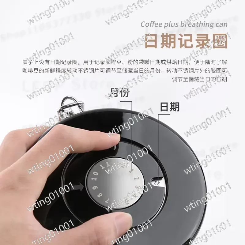 For Kaishi coffee powder sealed tank 304 stainless steel with one-way exhaust valve for breathing bean storage